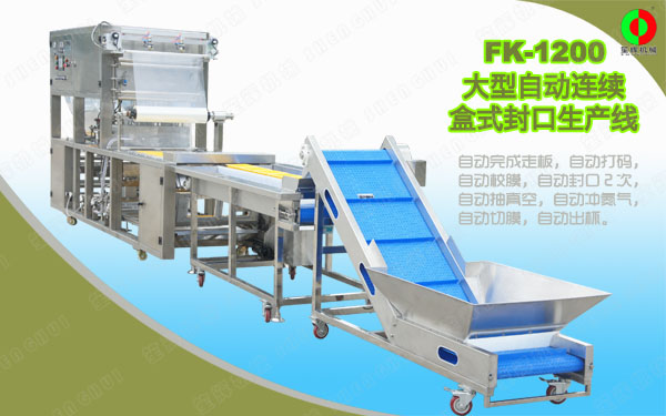 客戶定制大型盒式真空包裝封口生產(chǎn)線順利測試完畢準(zhǔn)備出貨！
